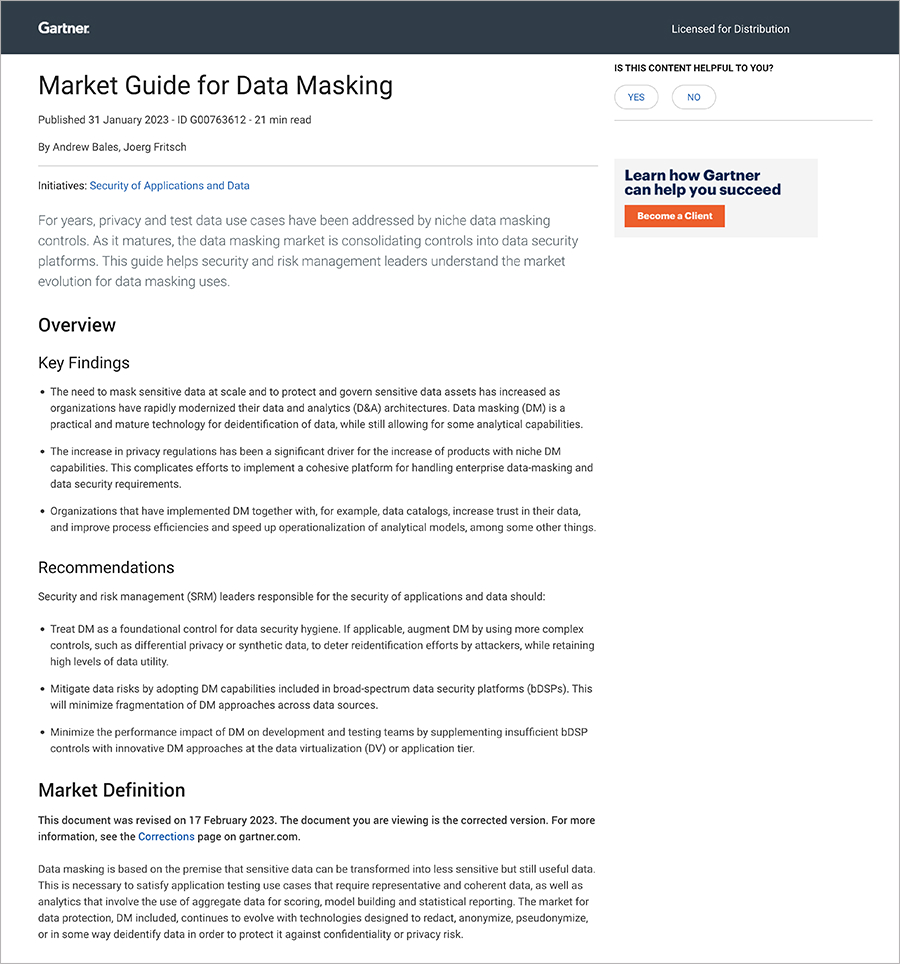 Market Guide For Data Masking